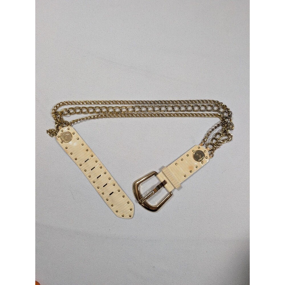 Baby Phat Vintage Y2K 90s Leather Chain Belt & Buckle Studded Boho